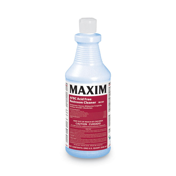 Maxim - AFBC Acid-Free Restroom Cleaner, Safe-to-Ship, Fresh Scent, 32 oz Bottle, 6/Carton