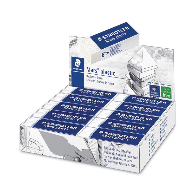 Staedtler - Mars Eraser, For Pencil/Ink Marks, Rectangular Block, Large, White, 20/Box