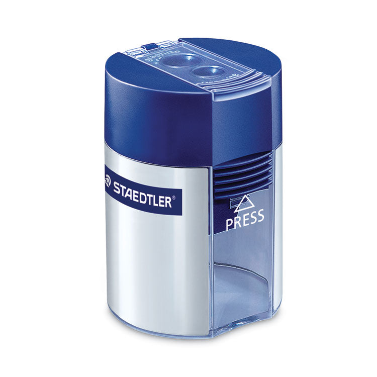 Staedtler - Cylinder Handheld Pencil Sharpener, Two-Hole, 1.63 x 2.25, Blue/Silver