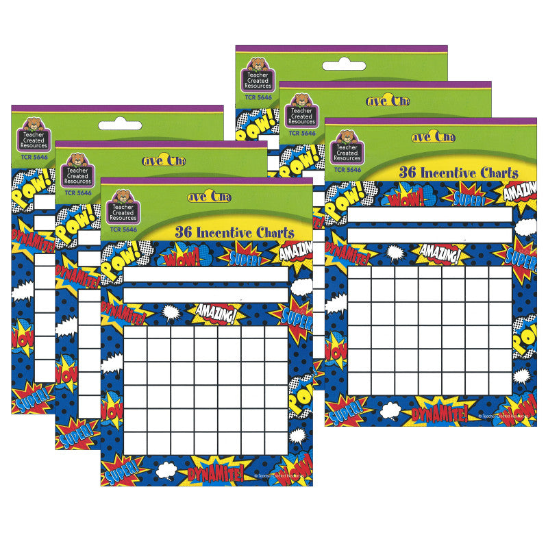 TEACHER CREATED RESOURCES - Superhero Incentive Chart, 36 Per Pack, 6 Packs