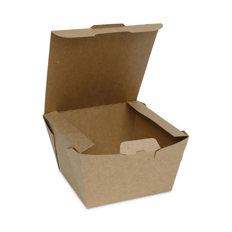 Pactiv Evergreen - EarthChoice Tamper Evident OneBox Paper Box, 4.5 x 4.5 x 3.25, Kraft, 200/Carton