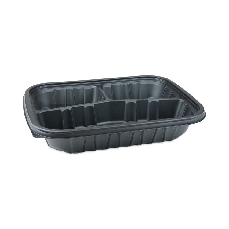 Pactiv Evergreen - EarthChoice Entree2Go Takeout Container, 3-Compartment, 48 oz, 11.75 x 8.75 x 2.13, Black, Plastic, 200/Carton