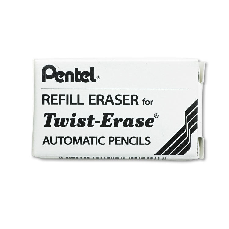 Pentel - Eraser Refills for Pentel Side FX and Twist-Erase Pencils, Cylindrical Rod, White, 3/Tube