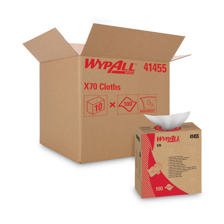 WypAll - X70 Cloths, POP-UP Box, 9.13 x 16.8, White, 100/Box, 10 Boxes/Carton