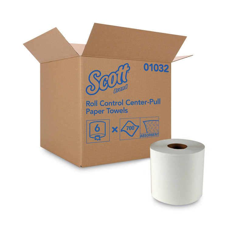 Scott - Essential Roll Control Center-Pull Towels, 1-Ply, 8 x 12, White, 700/Roll, 6 Rolls/Carton