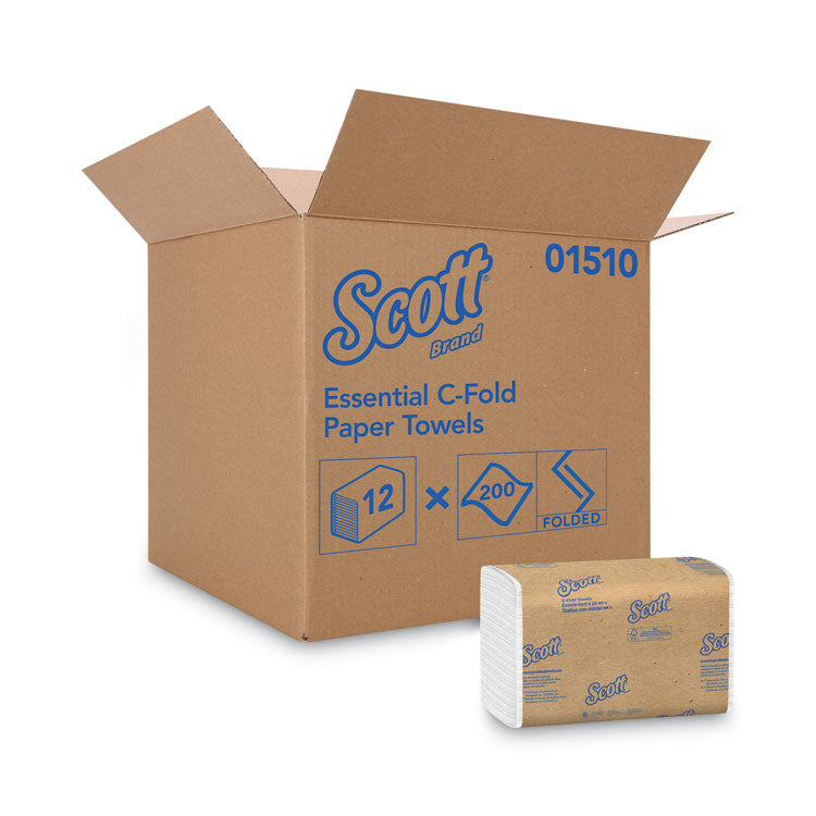 Scott - Essential C-Fold Towels for Business, Absorbency Pockets, 10.13 x 13.15, White, 200/Pack, 12 Packs/Carton