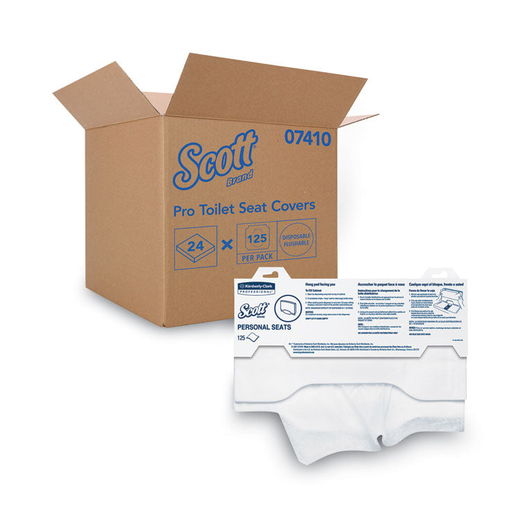 Scott - Personal Seats Sanitary Toilet Seat Covers, 15 x 18, White, 125/Pack, 24 Packs/Carton