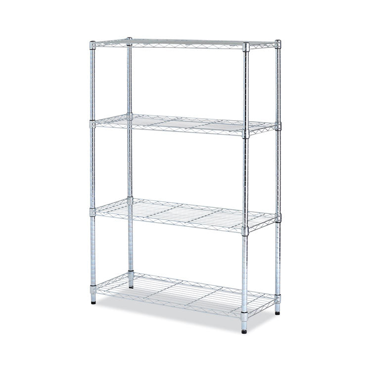 Alera - Residential Wire Shelving, Four-Shelf, 36w x 14d x 54h, Silver