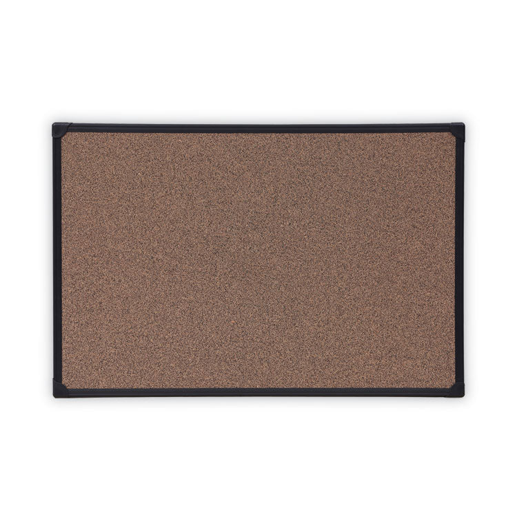 Universal - Tech Cork Board, 36 x 24, Brown Surface, Black Plastic Frame