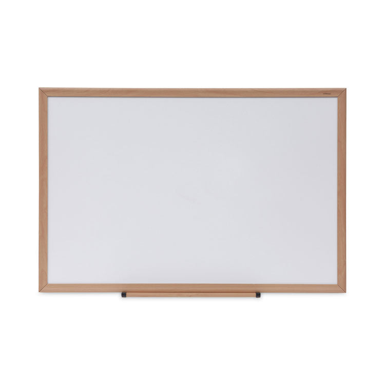 Universal - Deluxe Melamine Dry Erase Board, 36 x 24, Melamine White Surface, Oak Fiberboard Frame