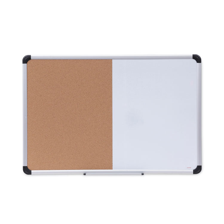 Universal - Cork/Dry Erase Board, Melamine, 36 x 24, Tan/White Surface, Gray/Black Aluminum/Plastic Frame