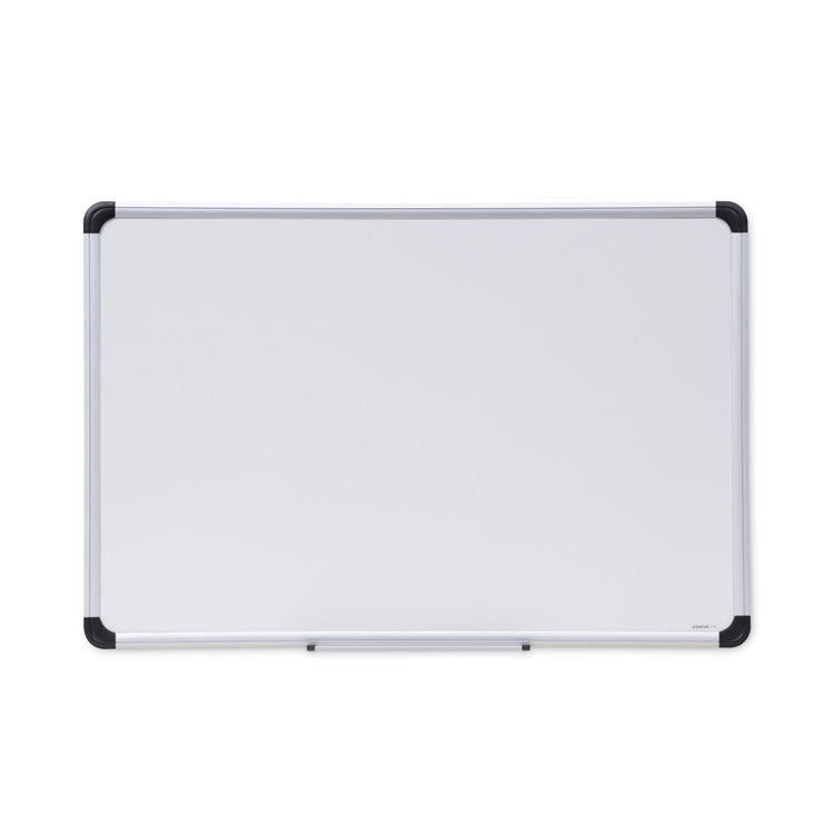 Universal - Deluxe Porcelain Magnetic Dry Erase Board, 36 x 24, White Surface, Silver/Black Aluminum Frame