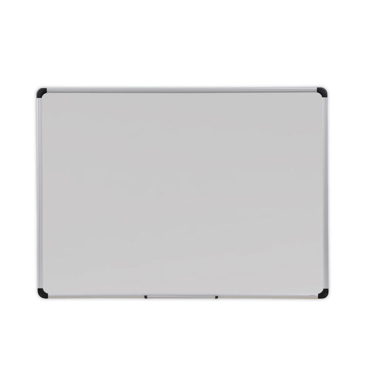 Universal - Deluxe Porcelain Magnetic Dry Erase Board, 48 x 36, White Surface, Silver/Black Aluminum Frame