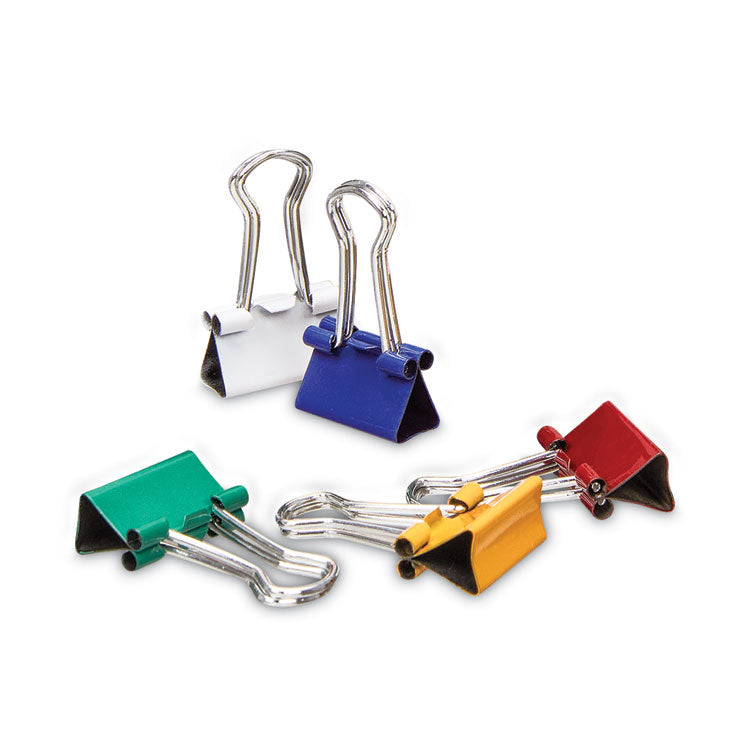 Universal - Binder Clips with Storage Tub, Mini, Assorted Colors, 60/Pack