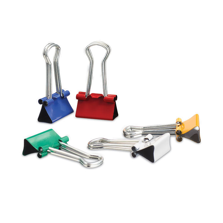 Universal - Binder Clips with Storage Tub, Small, Assorted Colors, 40/Pack