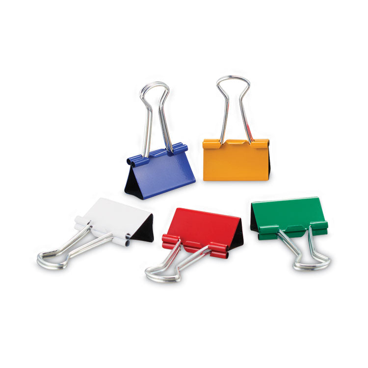 Universal - Binder Clips with Storage Tub, Medium, Assorted Colors, 24/Pack