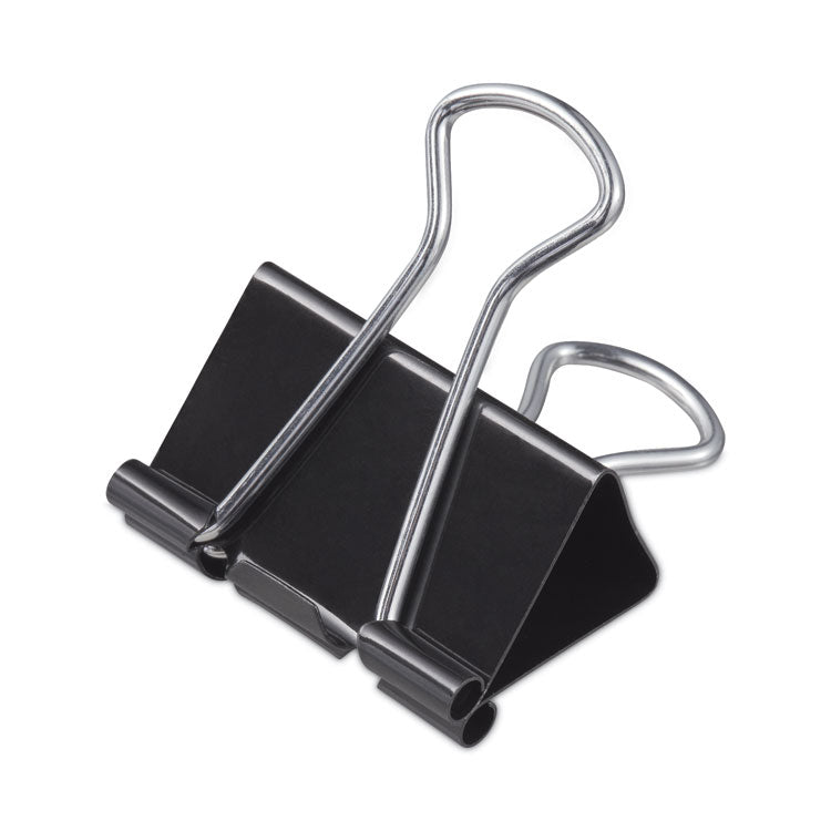 Universal - Binder Clips with Storage Tub, Medium, Black/Silver, 24/Pack