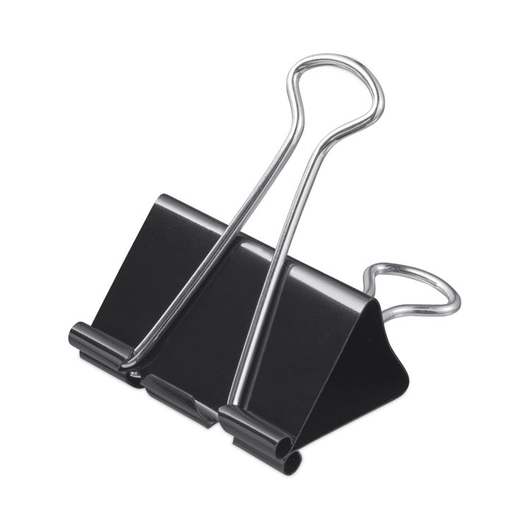 Universal - Binder Clips with Storage Tub, Large, Black/Silver, 12/Pack