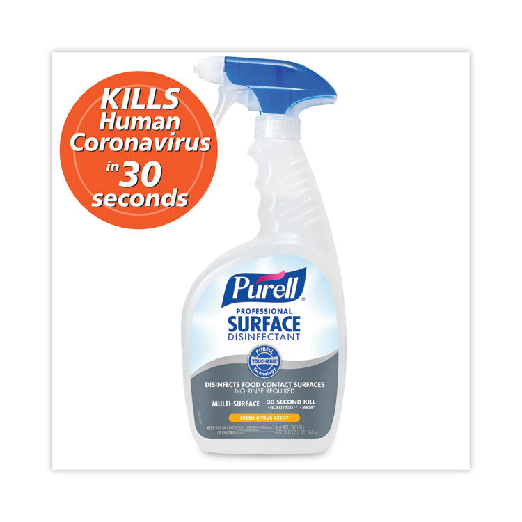 PURELL - Professional Surface Disinfectant, Fresh Citrus, 32 oz Spray Bottle, 6/Carton