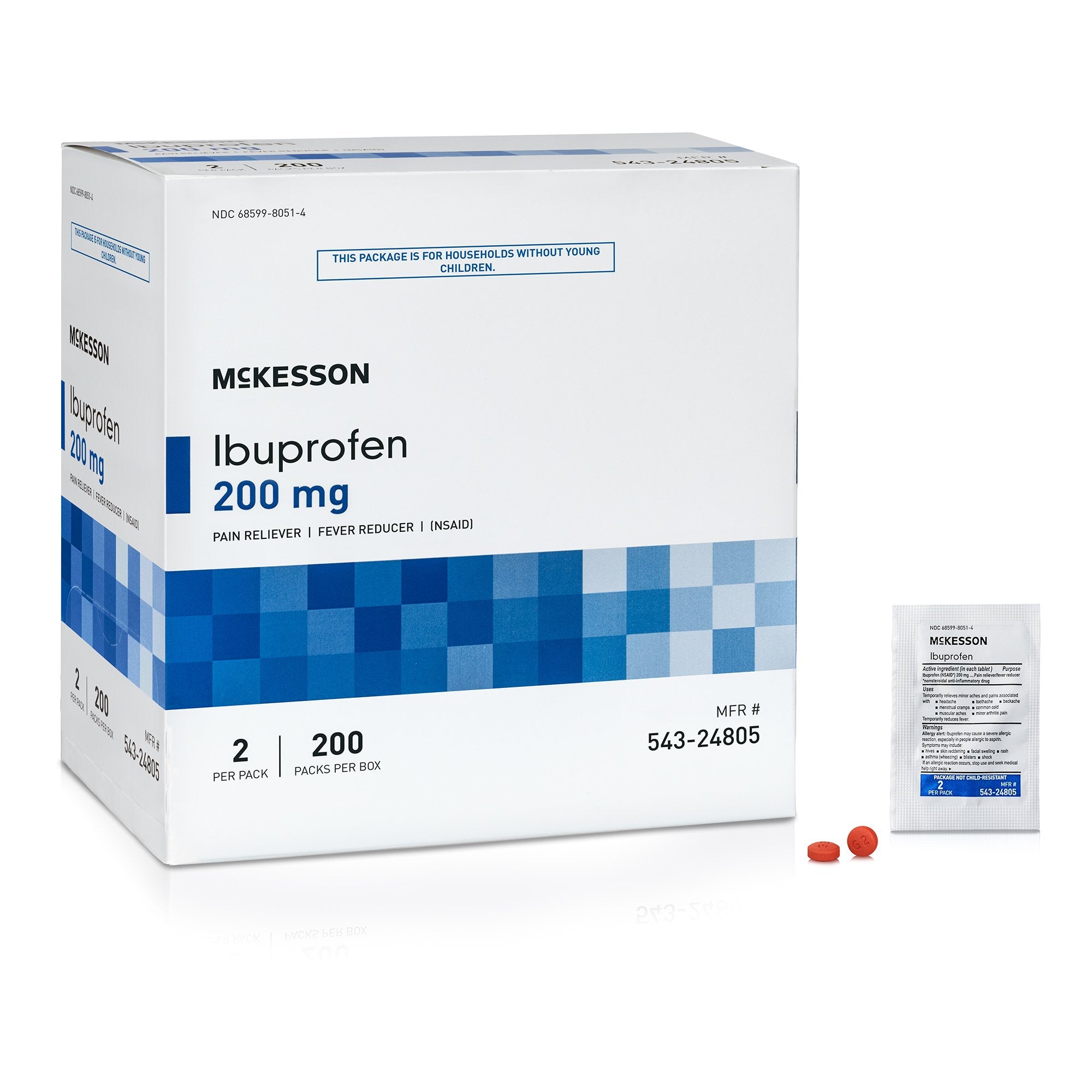 McKesson Brand - Pain Relief McKesson 200 mg Strength Ibuprofen Unit Dose Tablet 200 per Box [200/BX]