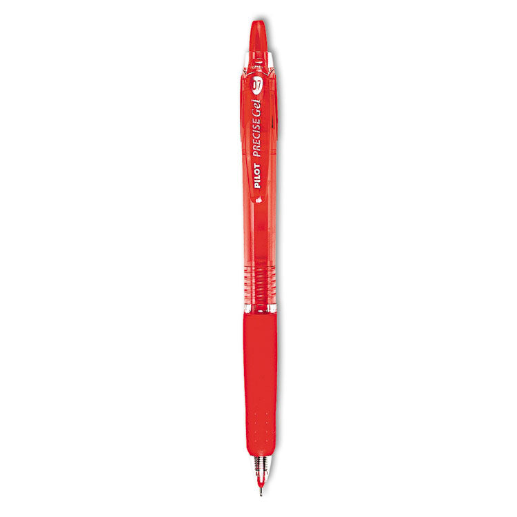 Pilot - Precise Gel BeGreen Gel Pen, Retractable, Fine 0.7 mm, Red Ink, Red Barrel, Dozen