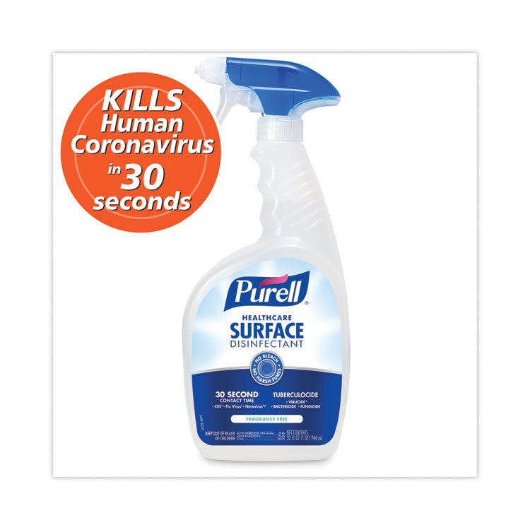 PURELL - Healthcare Surface Disinfectant, Fragrance Free, 32 oz Spray Bottle, 6/Carton