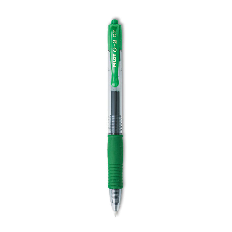 Pilot - G2 Premium Gel Pen, Retractable, Fine 0.7 mm, Green Ink, Smoke Barrel, Dozen