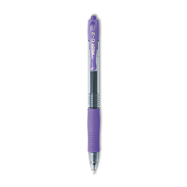 Pilot - G2 Premium Gel Pen, Retractable, Fine 0.7 mm, Purple Ink, Smoke Barrel, Dozen