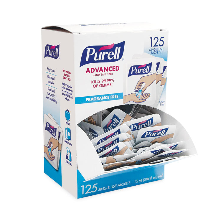 PURELL - Single Use Advanced Gel Hand Sanitizer, 1.2 mL, Packet, Fragrance-Free, 125/Box, 12 Box/Carton