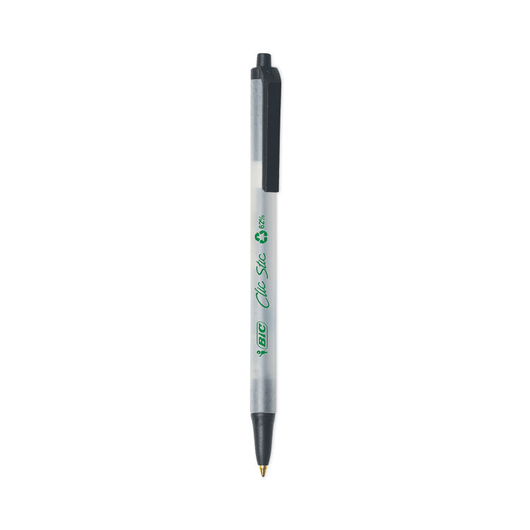 BIC - ReVolution Ballpoint Pen, Retractable, Medium 1 mm, Black Ink/Semi-Clear Barrel, 48/Pack