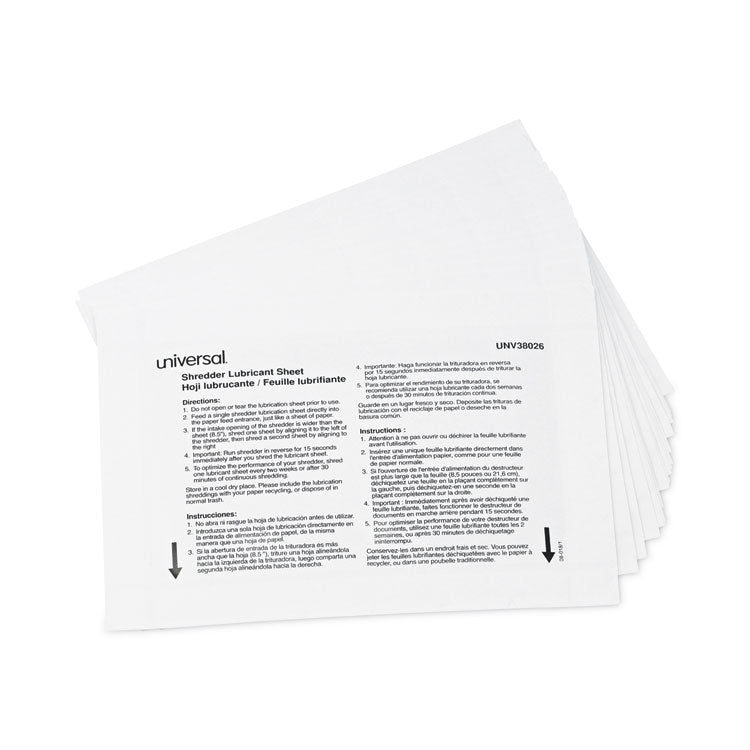 Universal - Shredder Lubricant Sheets, 5.5 x 2.8, 24 Sheets/Pack