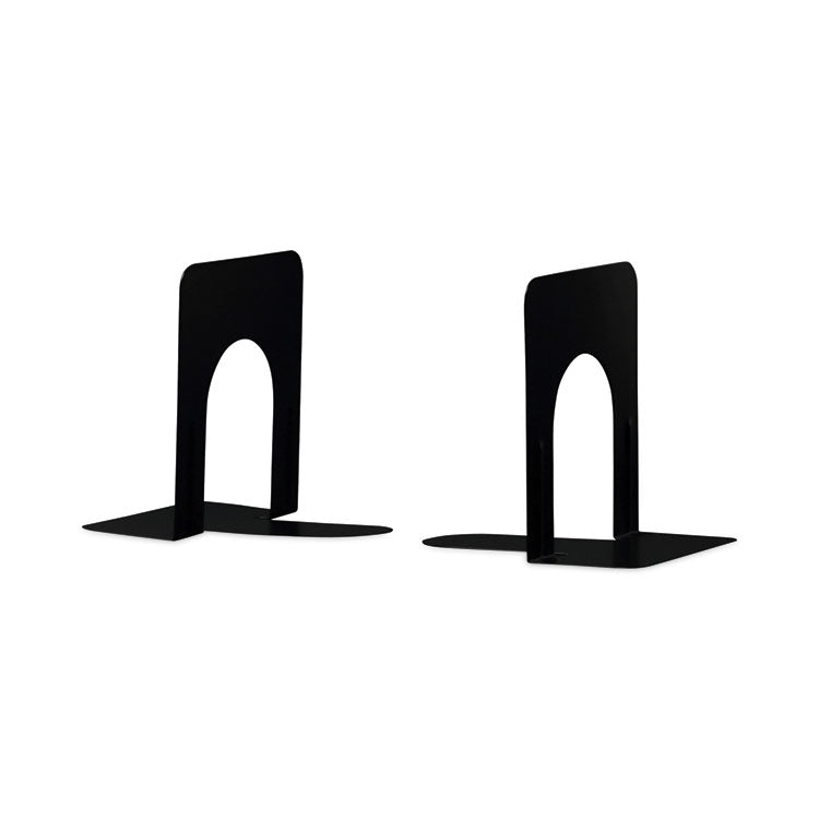 Universal - Economy Bookends, Nonskid, 4.75 x 5.25 x 5, Heavy Gauge Steel, Black, 1 Pair