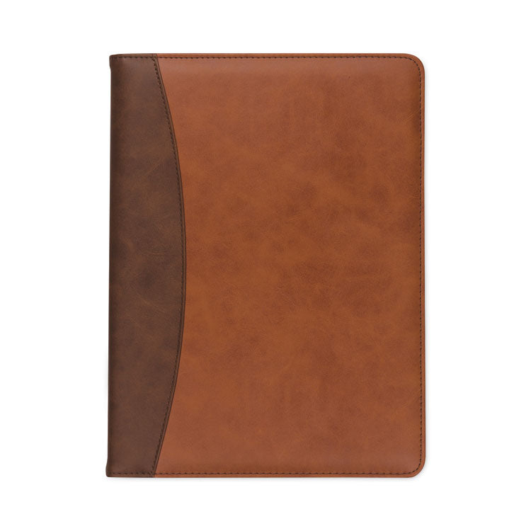 Samsill - Two-Tone Padfolio with Spine Accent, 10.6w x 14.25h, Polyurethane, Tan/Brown