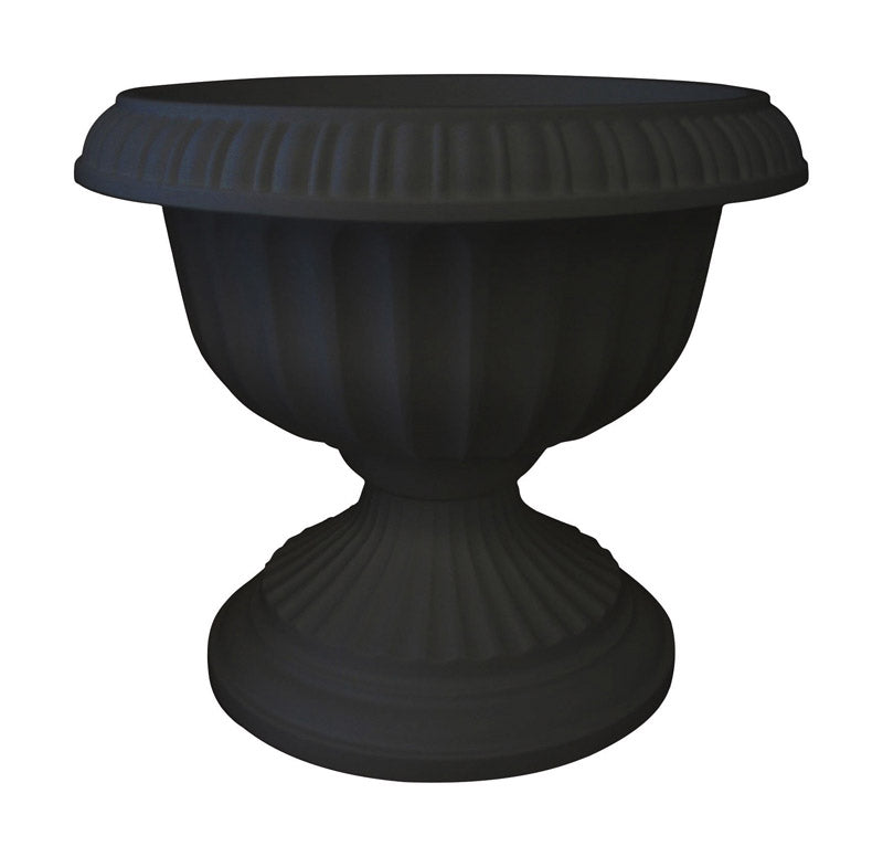 BLOEM - Bloem 14.8 in. H X 17.8 in. D Plastic Grecian Urn Flower Pot Black - Case of 6