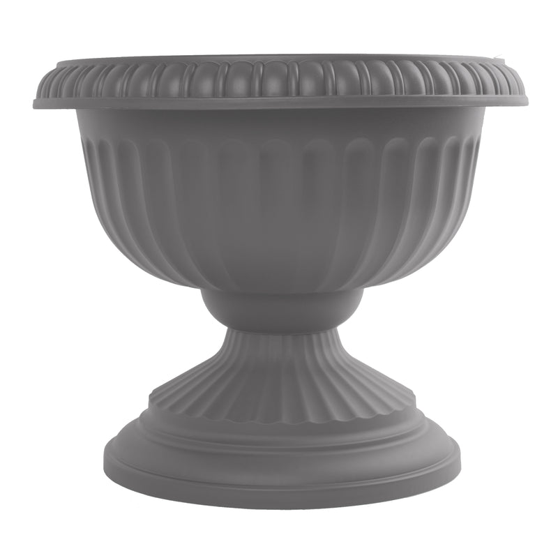 BLOEM - Bloem 14.8 in. H X 17.8 in. D Plastic Grecian Urn Flower Pot Charcoal - Case of 6