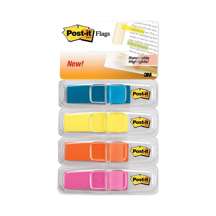 Post-it Flags - Highlighting Page Flags, 4 Bright Colors, 0.5 x 1.75, 35/Color, 4 Dispensers/Pack