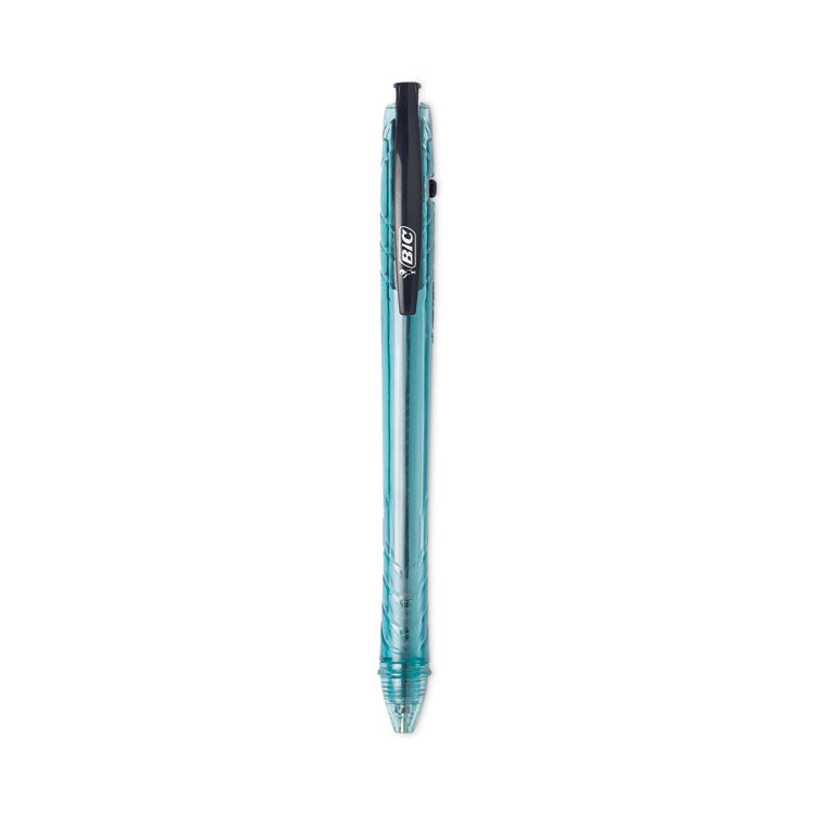 BIC - ReVolution Ocean Bound Ballpoint Pen, Retractable, Medium 1 mm, Black Ink/Translucent Blue Barrel, Dozen