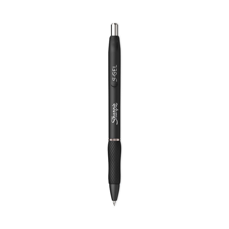 Sharpie S-Gel - S-Gel High-Performance Gel Pen, Retractable, Extra-Fine 0.38 mm, Black Ink, Black Barrel, Dozen