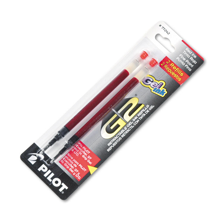 Pilot - Refill for Pilot B2P, Dr Grip, G2, G6, MR Metropolitan, Precise BeGreen and Q7 Gel Pens, Fine Tip, Red Ink, 2/Pack