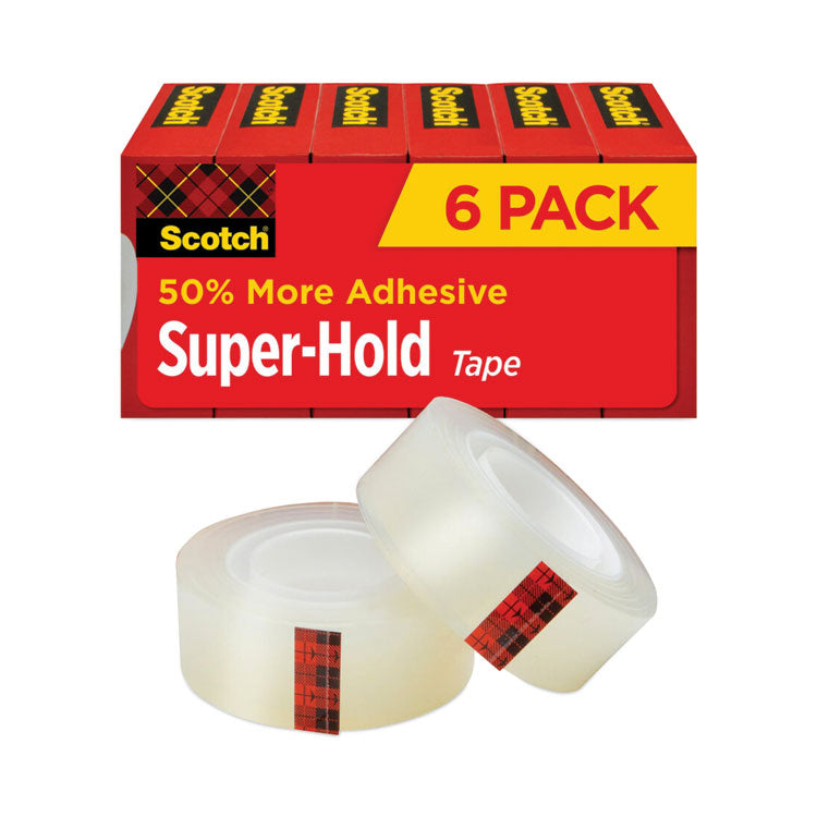 Scotch - Super-Hold Tape Refill, 1" Core, 0.75" x 27.77 yds, Transparent, 6/Pack