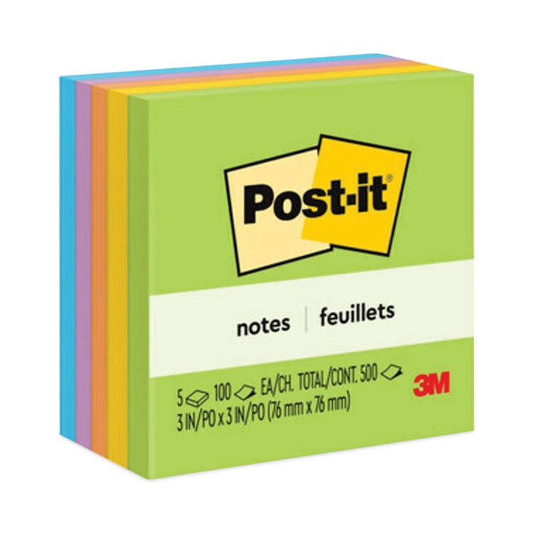 Post-it Notes - Original Pads in Floral Fantasy Collection Colors, 3" x 3", 100 Sheets/Pad, 5 Pads/Pack
