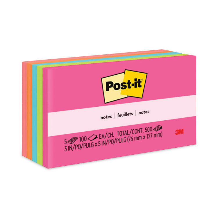 Post-it Notes - Original Pads in Poptimistic Collection Colors, 3" x 5", 100 Sheets/Pad, 5 Pads/Pack