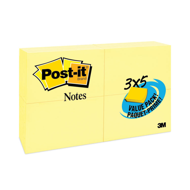 Post-it Notes - Original Pads in Canary Yellow, Value Pack, 3" x 5", 100 Sheets/Pad, 24 Pads/Pack