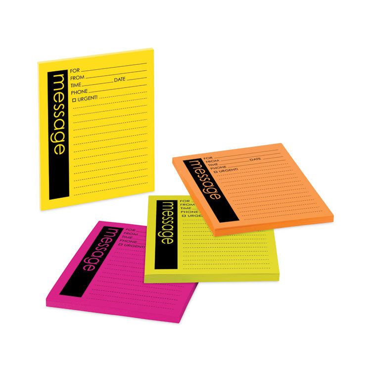 Post-it Notes Super Sticky - Self-Stick Message Pad, Note Ruled, 4" x 5", Energy Boost Collection Colors, 50 Sheets/Pad, 4 Pads/Pack
