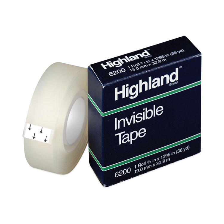Highland - Invisible Permanent Mending Tape, 1" Core, 0.75" x 36 yds, Clear