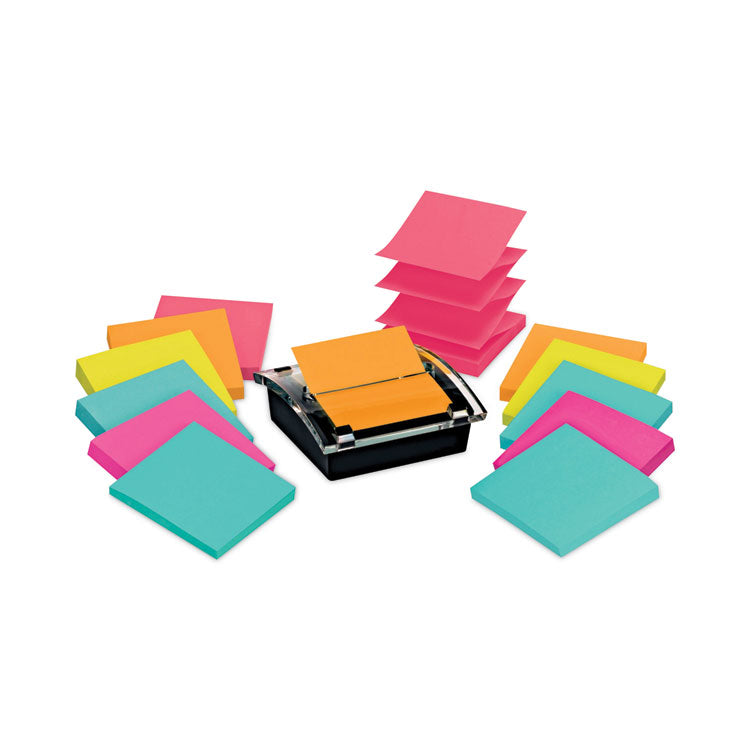 Post-it Pop-up Notes Super Sticky - Pop-up Dispenser Value Pack, For 3 x 3 Pads, Black/Clear, Includes (12) Marrakesh Rio de Janeiro Super Sticky Pop-up Pad