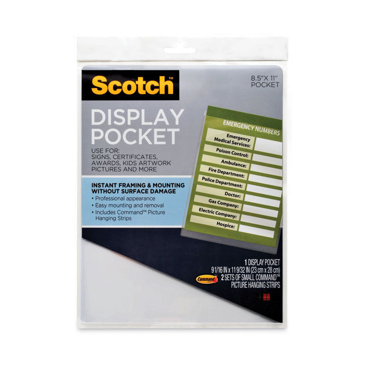 Scotch - Display Pocket, Removable Interlocking Fasteners, Plastic, 8.5 x 11, Clear