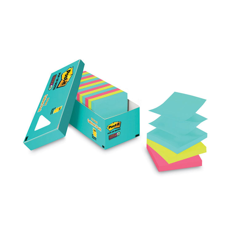 Post-it Dispenser Notes Super Sticky - Pop-up 3 x 3 Note Refill Cabinet Pack, 3" x 3", Supernova Neons Collection Colors, 100 Sheets/Pad, 18 Pads/Pack