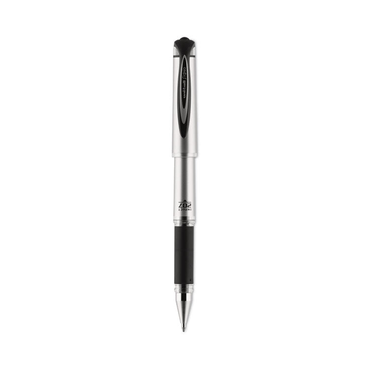 uniball - 207 Impact Gel Pen, Stick, Bold 1 mm, Black Ink, Silver/Black Barrel