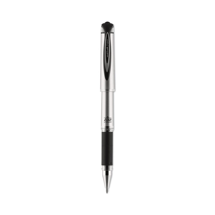 uniball - 207 Impact Gel Pen, Stick, Bold 1 mm, Blue Ink, Black Barrel